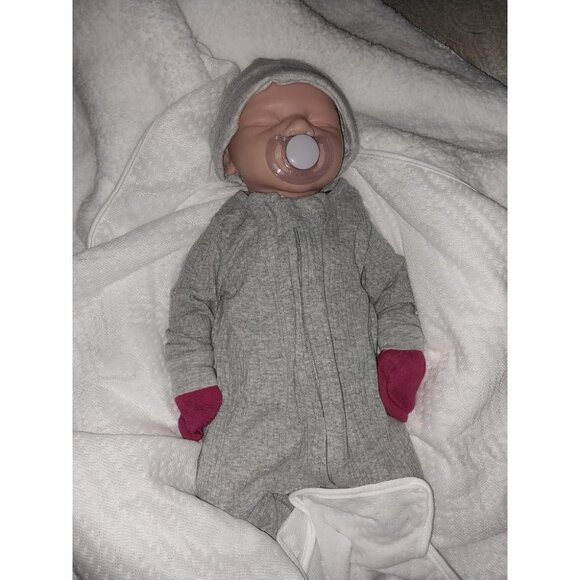 🆕17 inch Full Body Silicone Baby Dolls Boy Sleeping Baby With DOLL Clothes - Picture 4 of 10